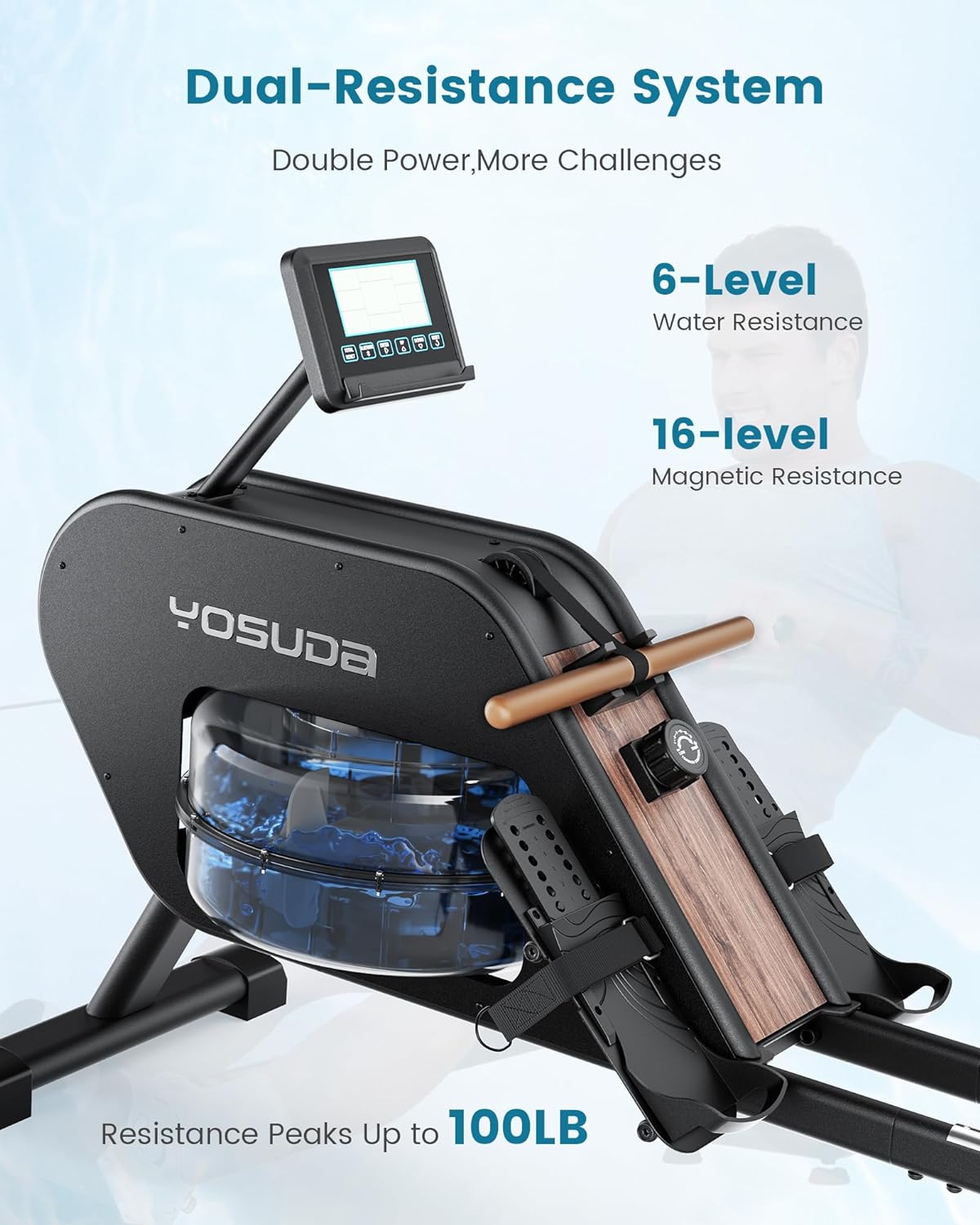 Dual resistance rowing online machine