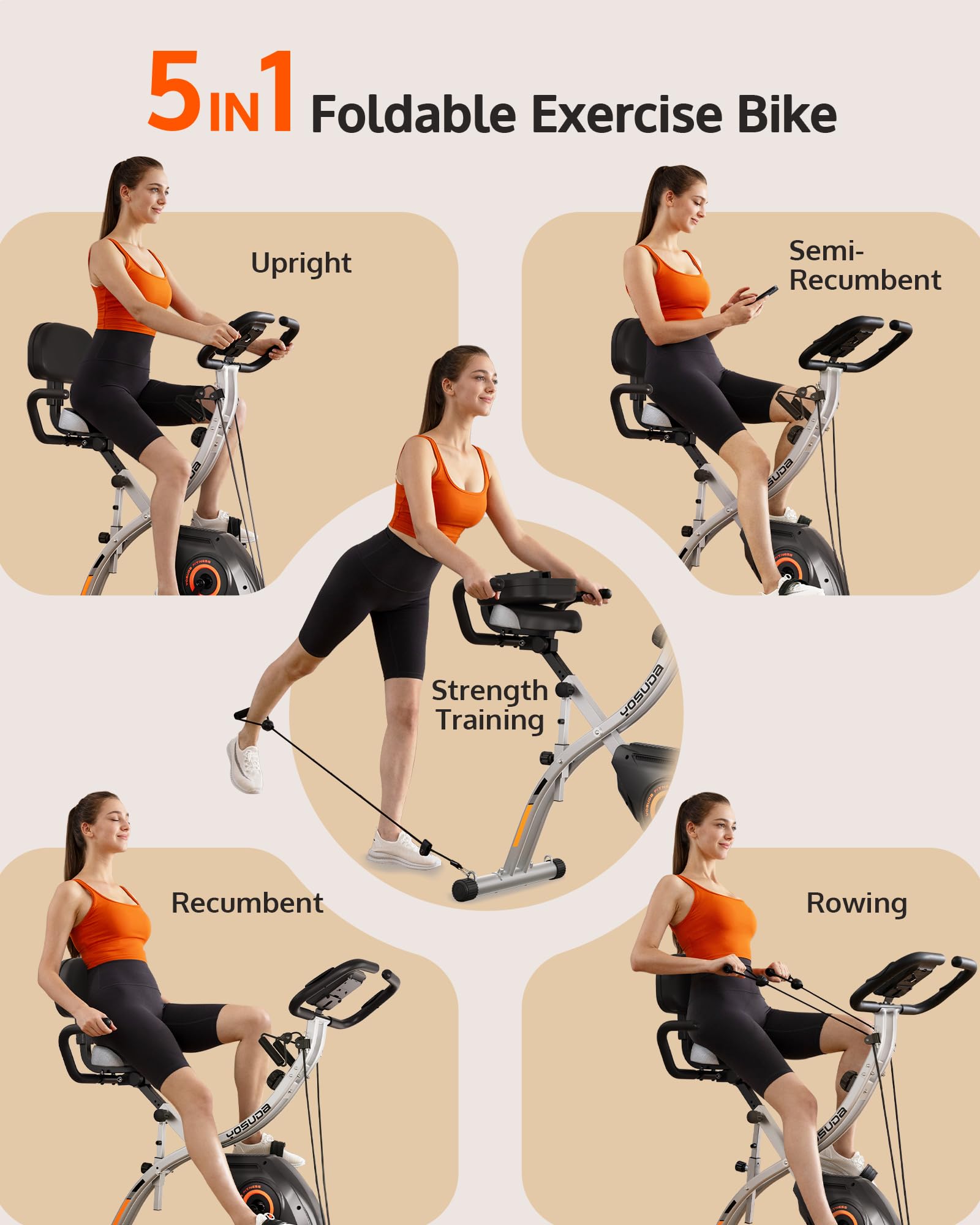 Exercise bike folding compact deals